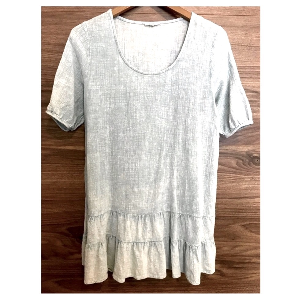 Mint Green Puff Sleeve Ruffle Rim Top
